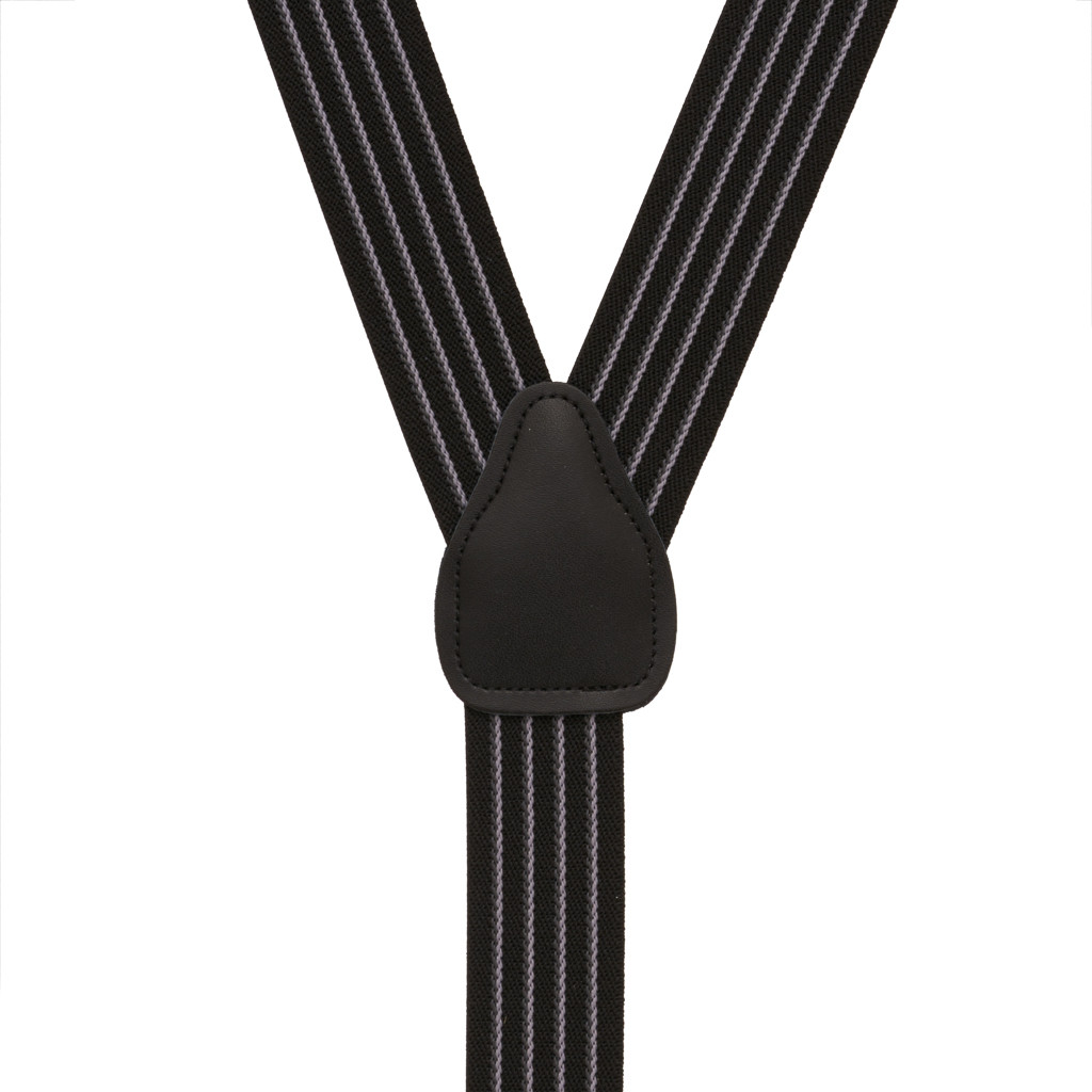 Pinstripe Elastic Suspenders in Black - Rear View