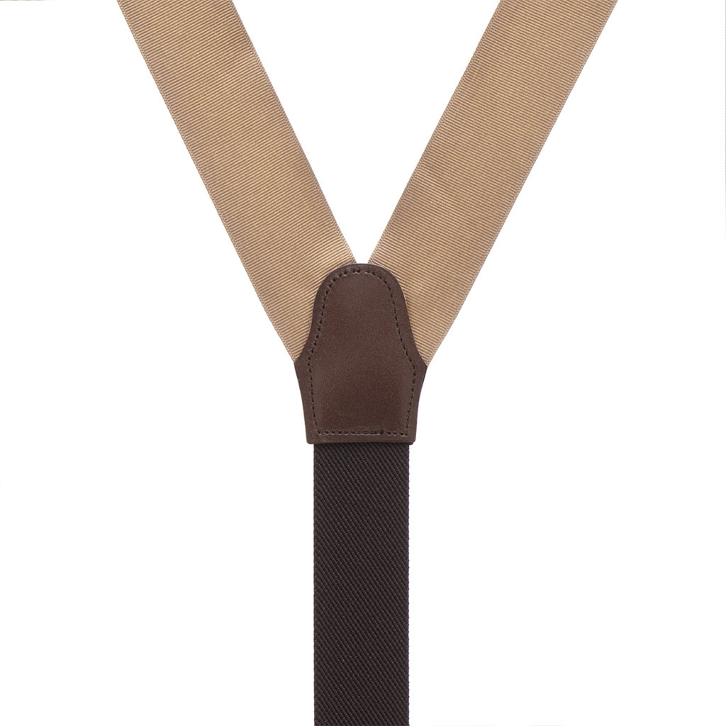 Grosgrain Button Suspenders - Tan Rear View
