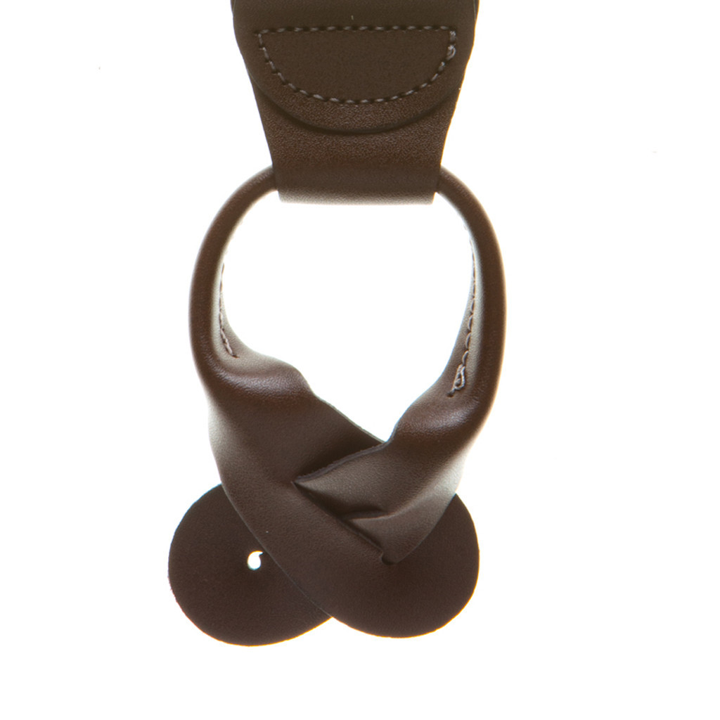 TAN Jacquard Diamond Burst Suspenders - Button - Detailed Button View