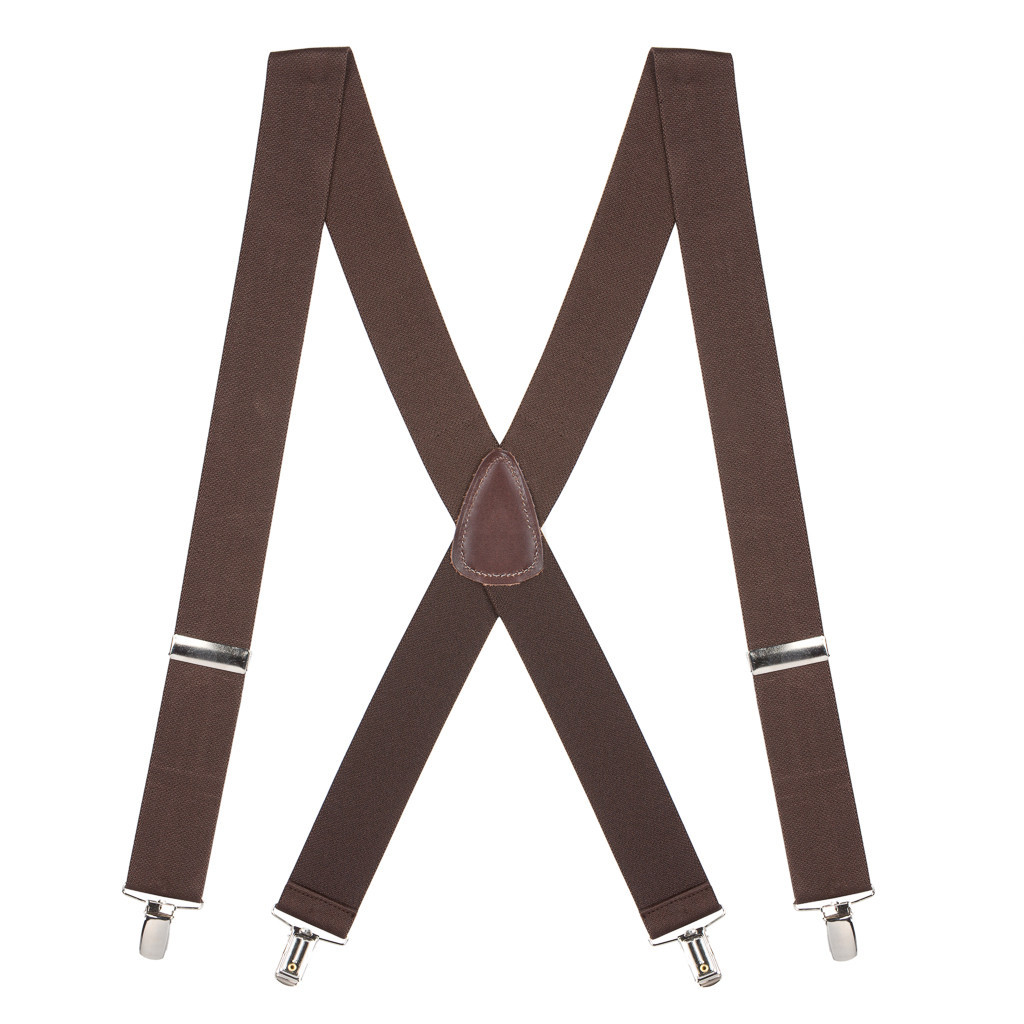 Full View - 1.5 Inch Wide Clip Suspenders - BROWN