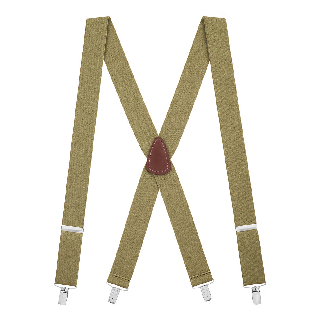 Full View - 1.5 Inch Wide Clip Suspenders - TAN