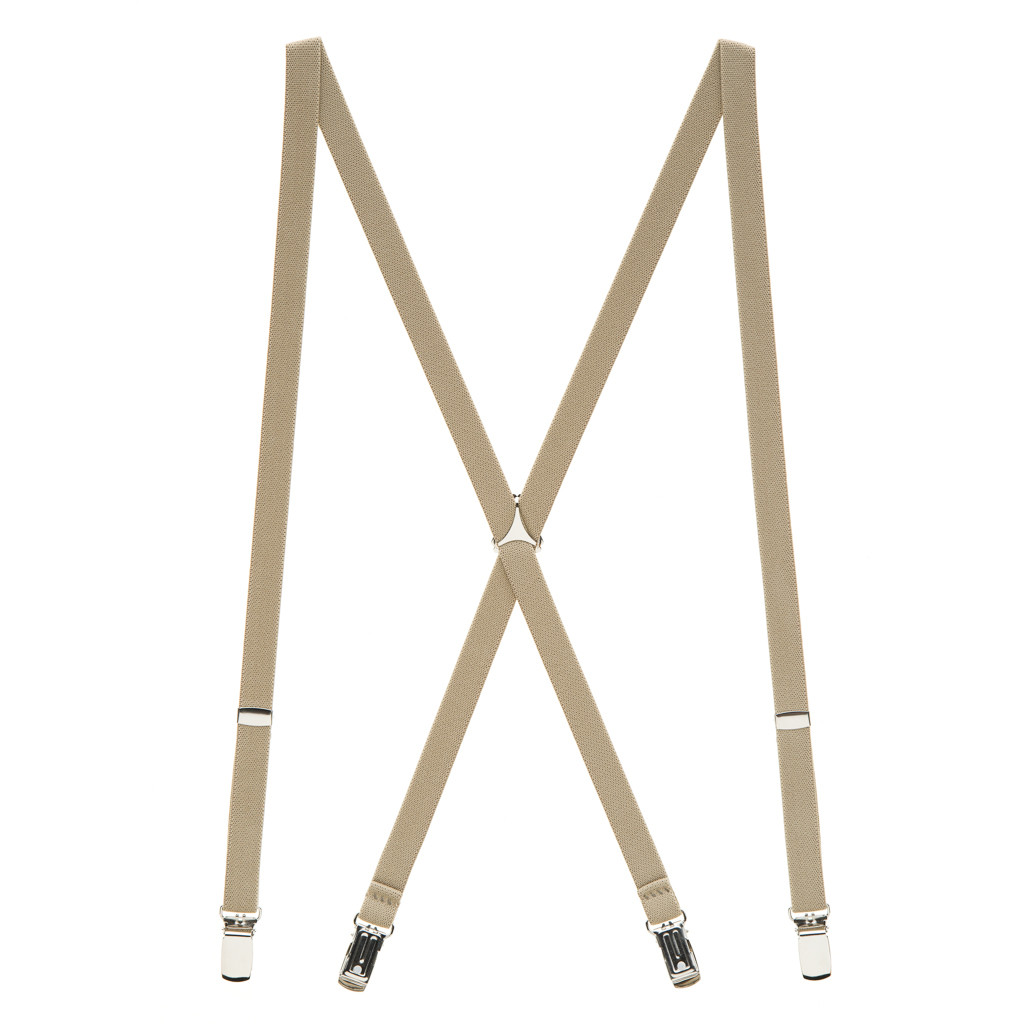 3/4 Inch Wide Thin Suspenders - TAN (Matte) - Full View