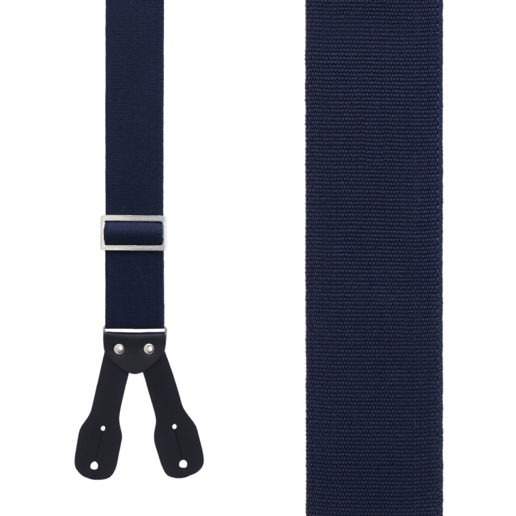 Navy Logger Button Suspenders - 2 Inch Wide - Front View