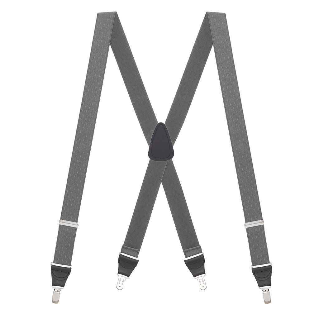 GREY Jacquard Checkered Clip Suspenders SuspenderStore
