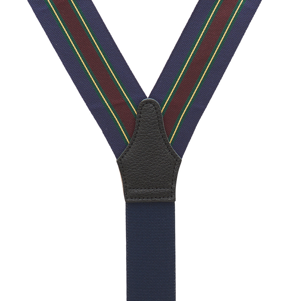 Barathea Variable Stripes Convertible Suspenders - Green Rear View