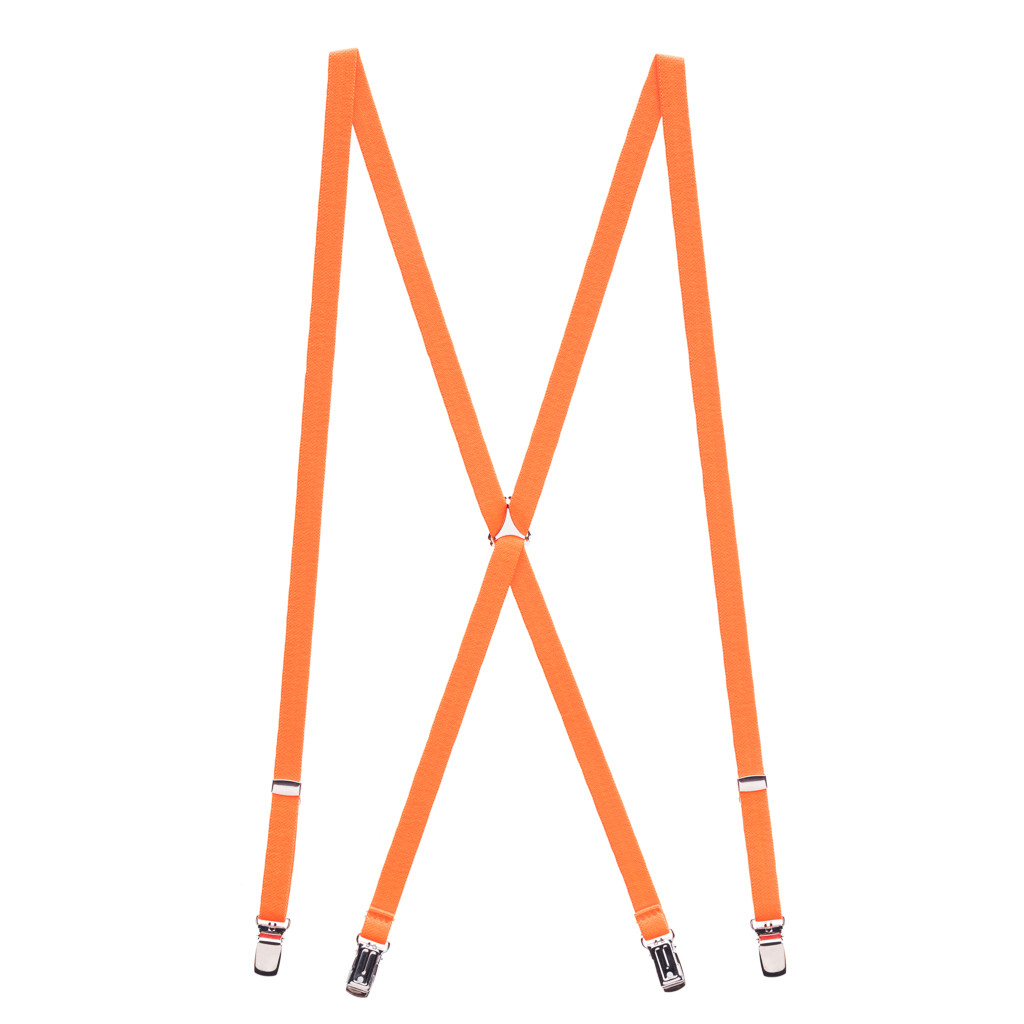 Neon Orange Skinny Suspenders Full View