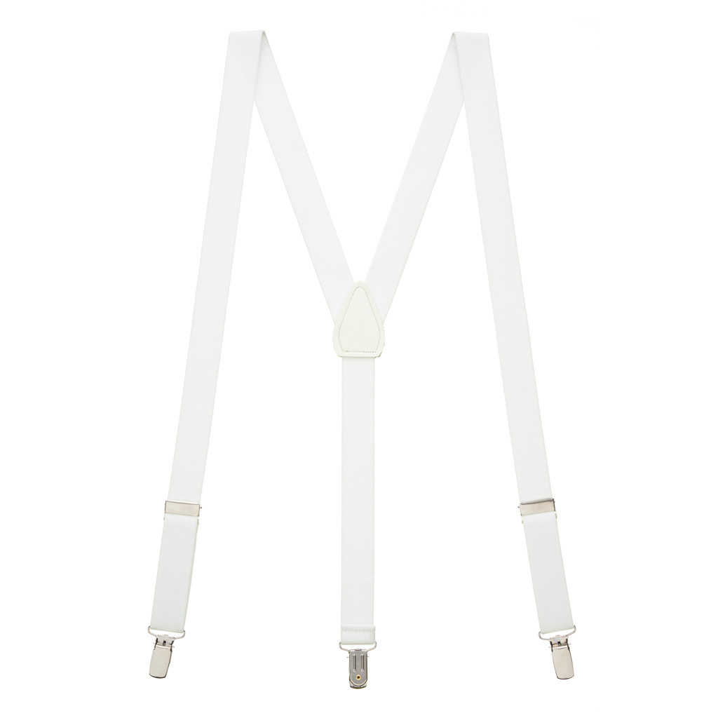 1-Inch Wide Suspenders in White - Full View