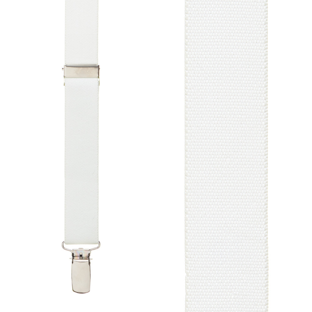 WHITE Y-Back Clip Suspenders, 1 Inch Wide | SuspenderStore