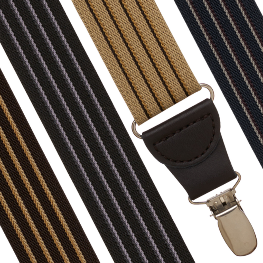 Pinstripe Elastic Drop Clip Suspenders (Y-Back)