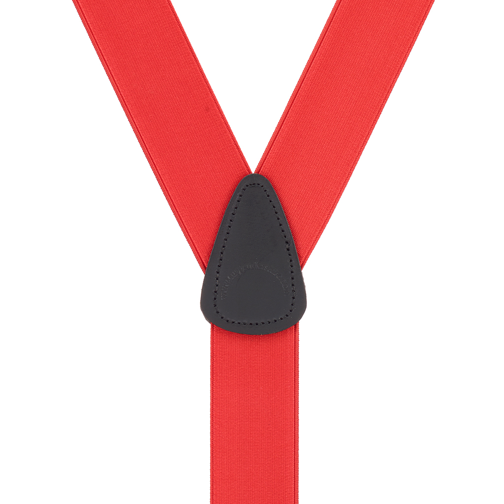 Red French Satin Suspenders - 1.5 Inch Wide Button Rear View
