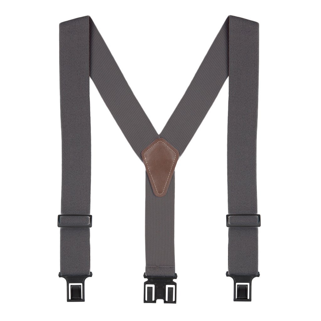 Grey Suspenders - 2 Inch Wide Belt Clip