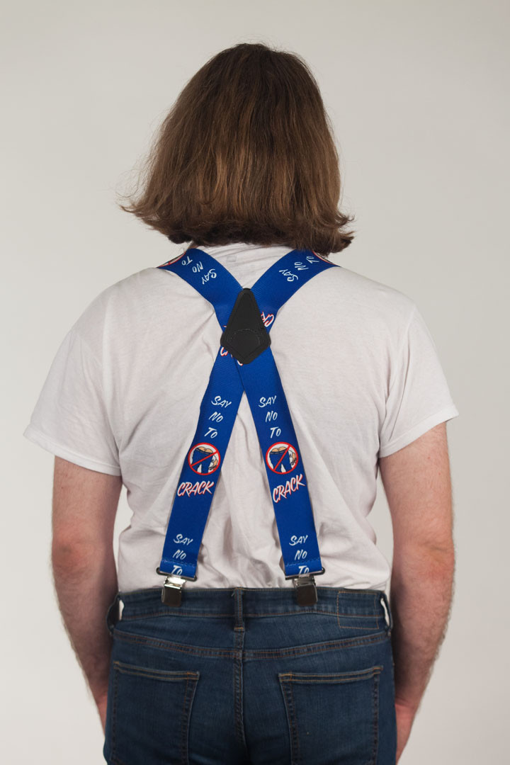 "Say No To Crack" Suspenders, Funny Suspenders, Novelty Suspenders