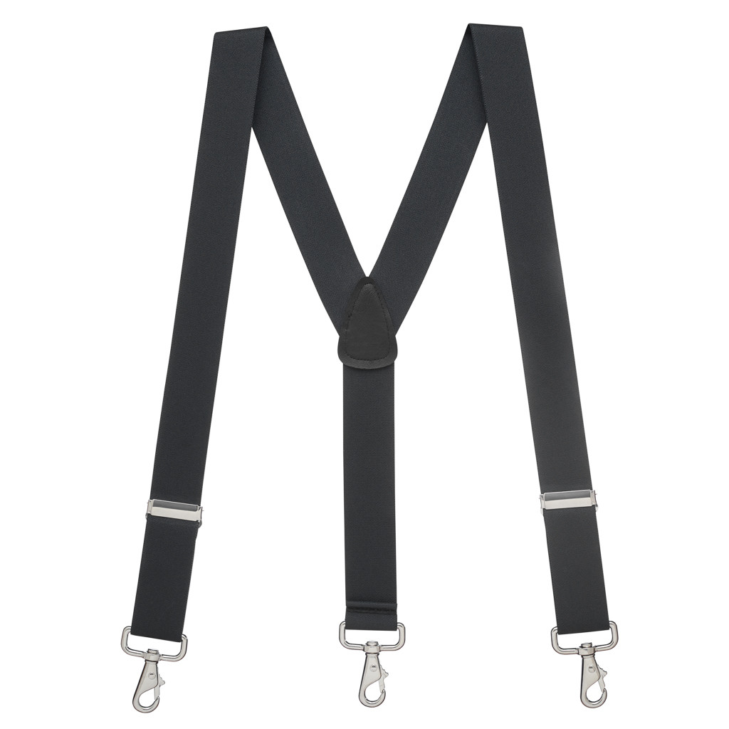 Full View - 1.5 Inch Wide Trigger Snap Suspenders - BLACK