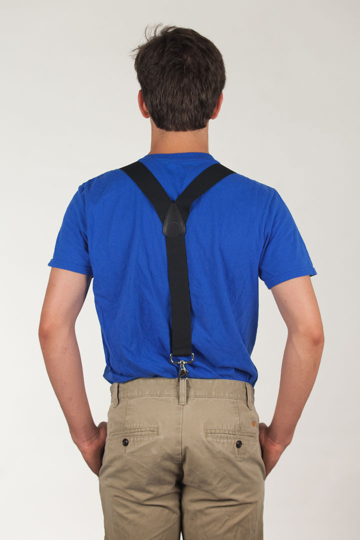 BLACK 1.5 Inch Suspenders - Trigger Snap|SuspenderStore