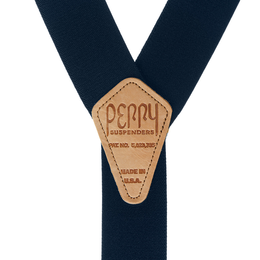 Perry Suspenders - Rear View - Navy Blue 2-Inch Elastic