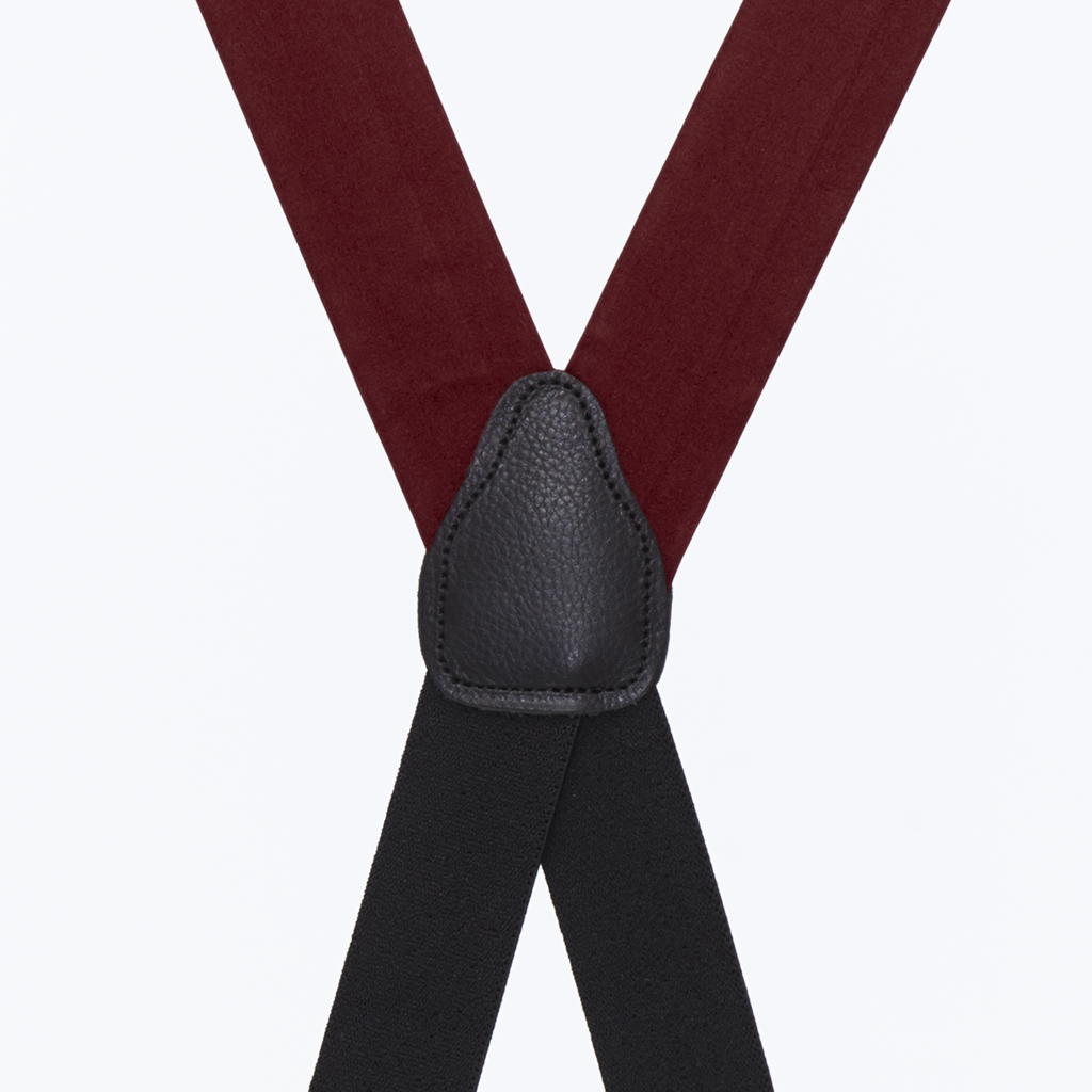 Rear View - Bangkok Silk Suspenders - Drop Clip - Burgundy