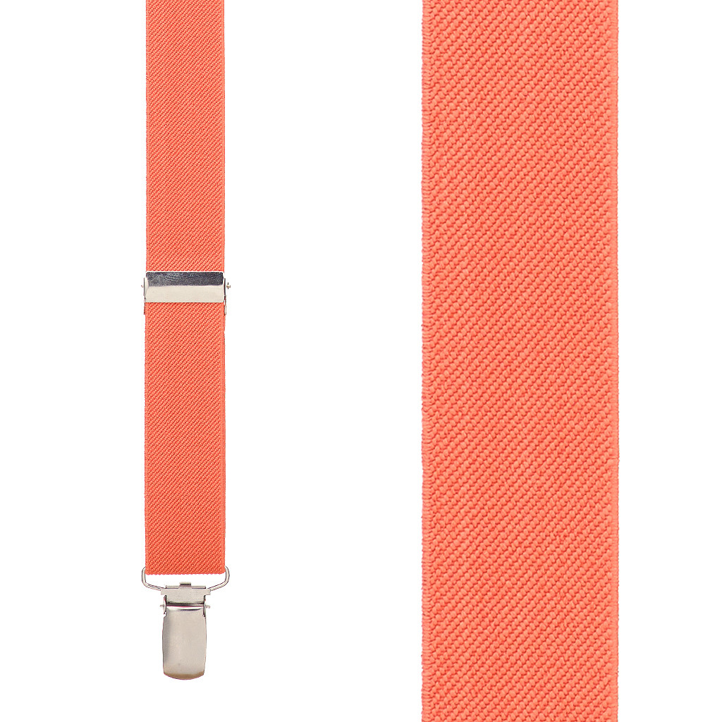 1-Inch Wide Clip Suspenders in Coral - Front View