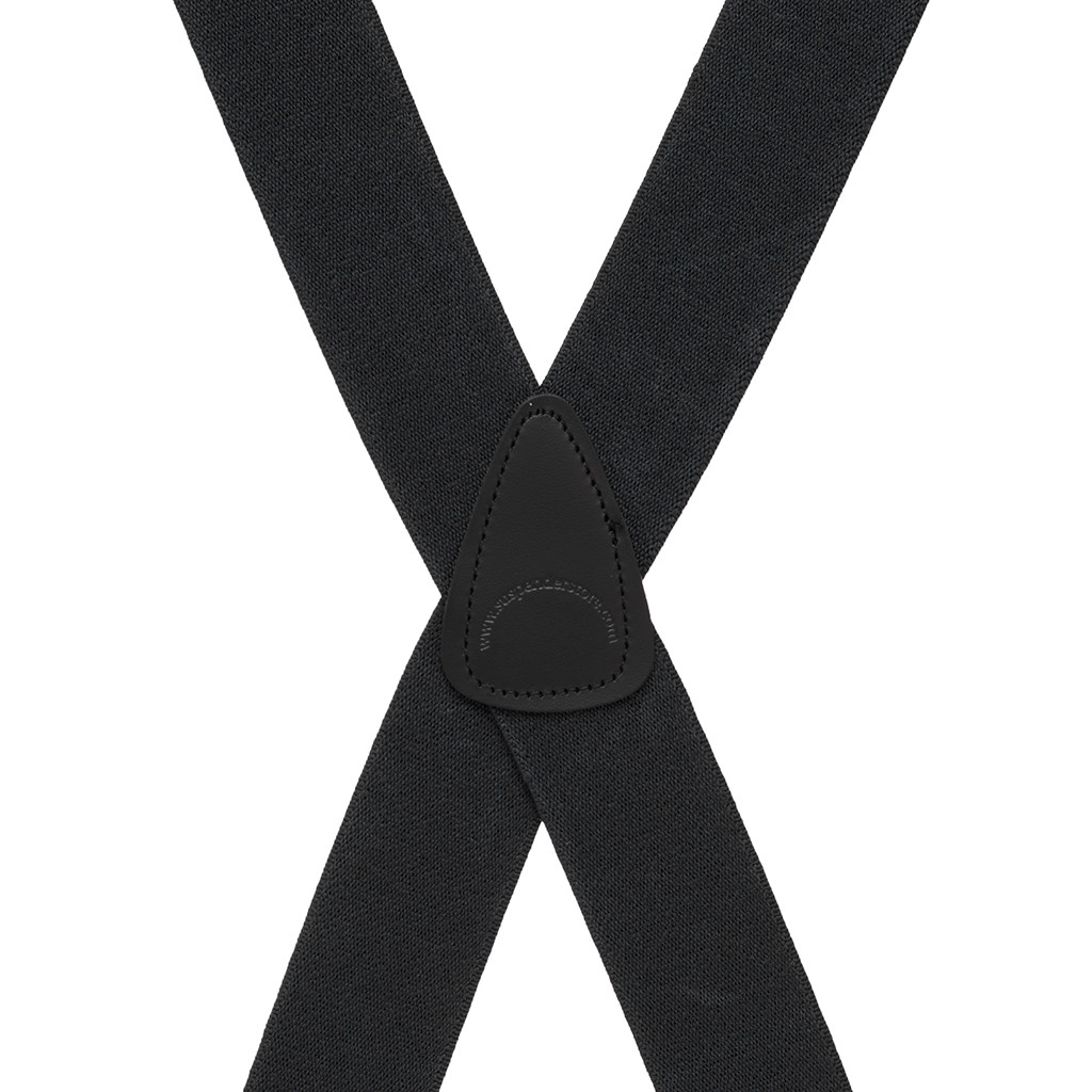 Rear View - 1.5 Inch Wide Pin Clip Suspenders - BLACK