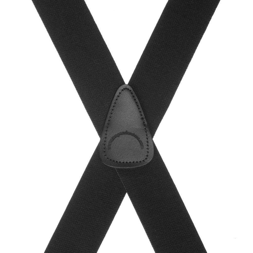 Rear View - 1.5 Inch Wide Finger Clip Suspenders - BLACK