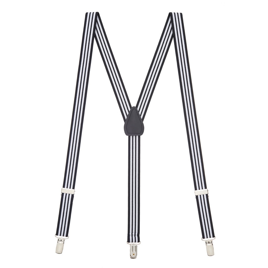 BLACK and WHITE STRIPED Suspenders for Kids SuspenderStore