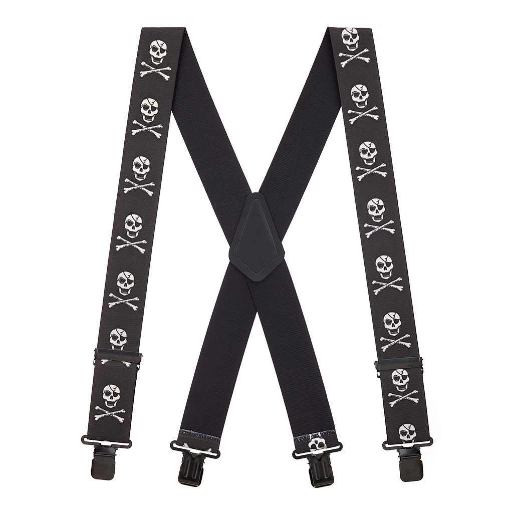 Skull & Crossbones Suspenders - Full View