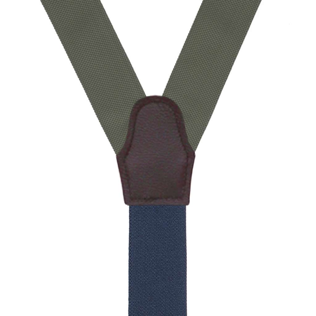 Olive Green Oxford Cloth Button Suspenders - Rear View