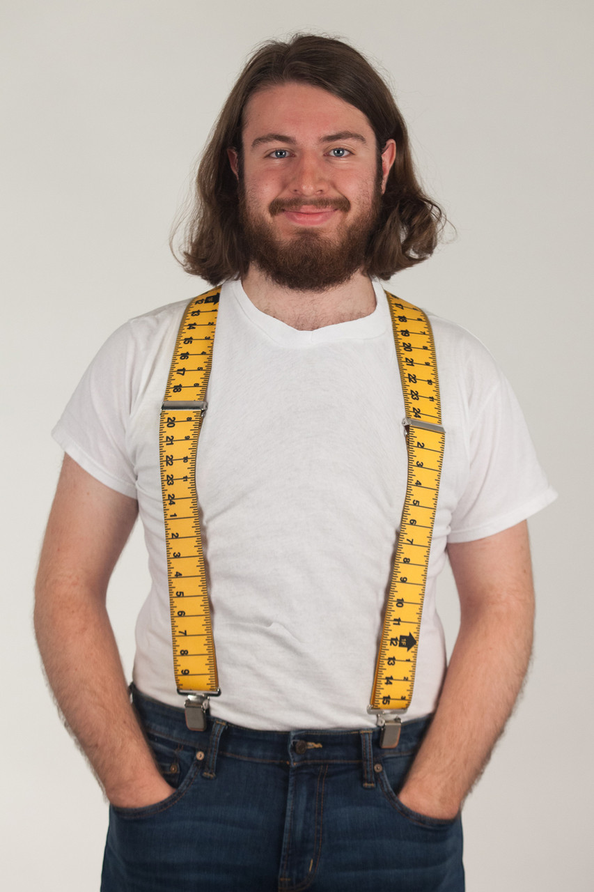 Model wearing suspenders