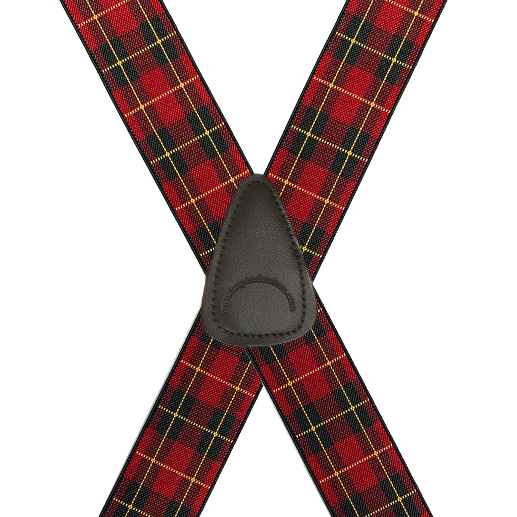 1.5 Inch Wide Red Plaid Suspenders - Rear View