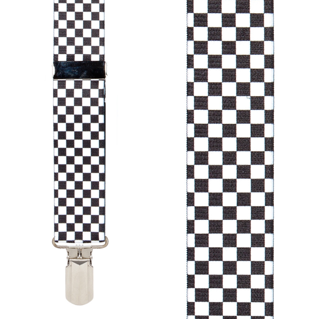 Big & Tall Novelty Pin Clip Suspenders in Checks - Front View