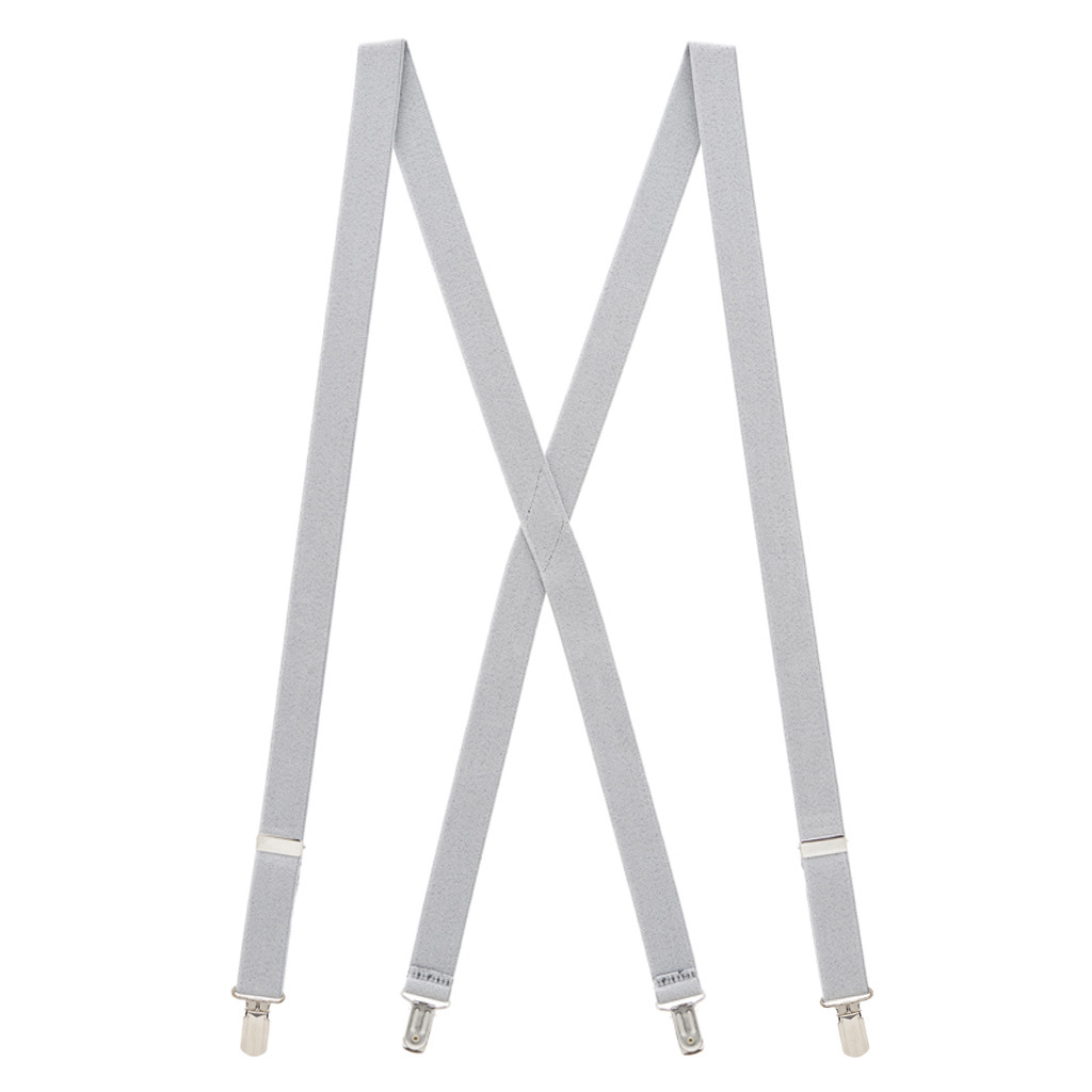LIGHT GREY 1-Inch Small Pin Clip Suspenders Full View