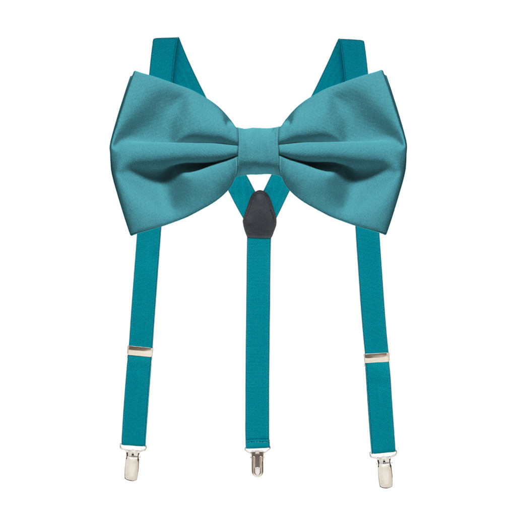 Bow Tie and Suspenders Set in Teal 