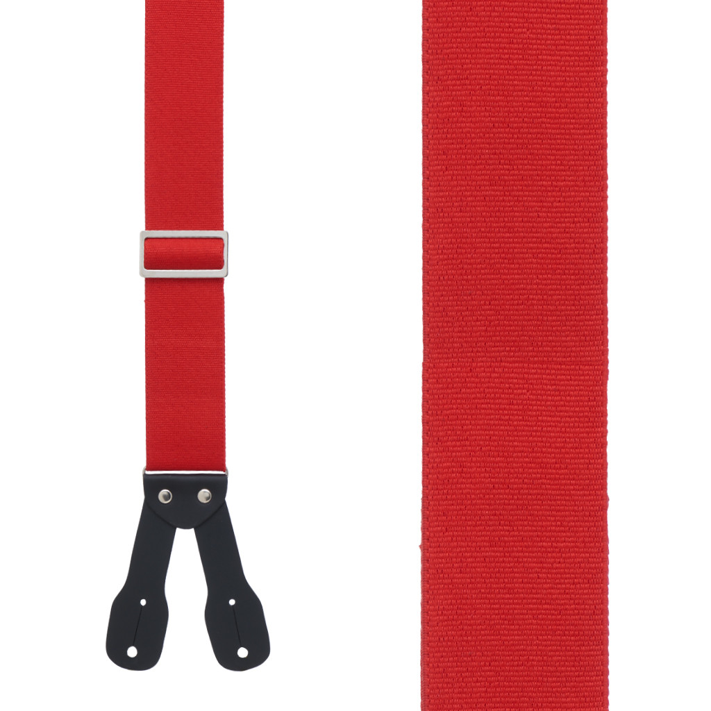 Logger Button Suspenders in Red - Front View