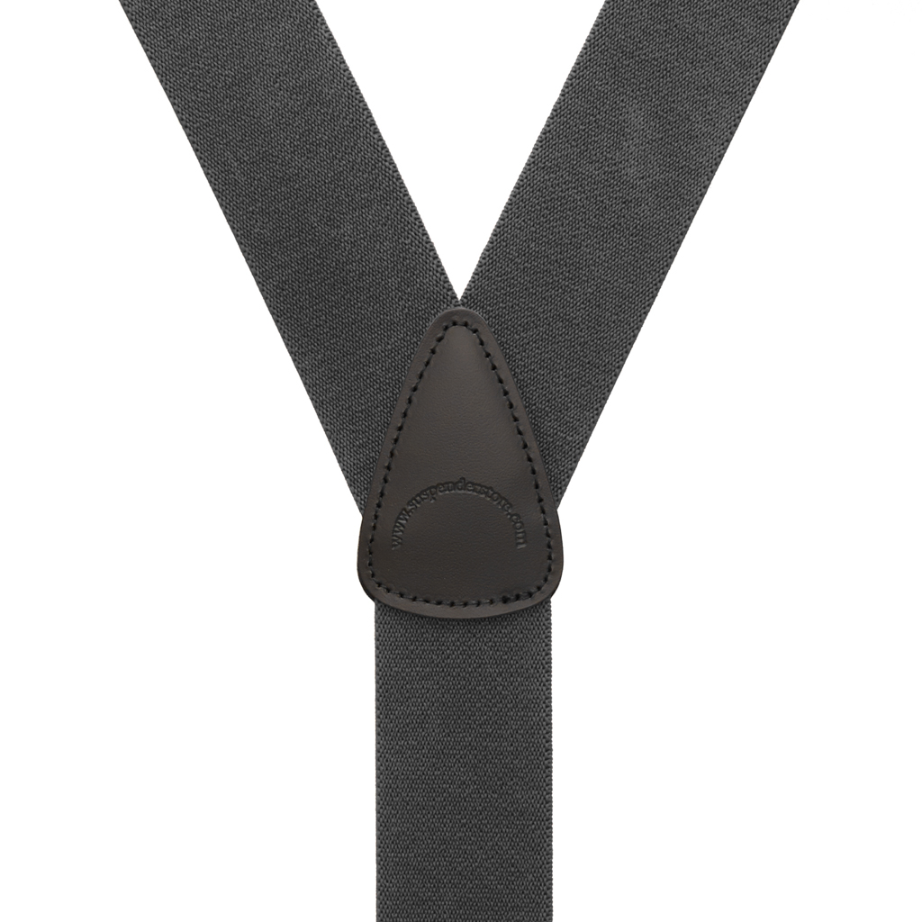 Rear View - 1.5 Inch Wide Trigger Snap Suspenders - DARK GREY