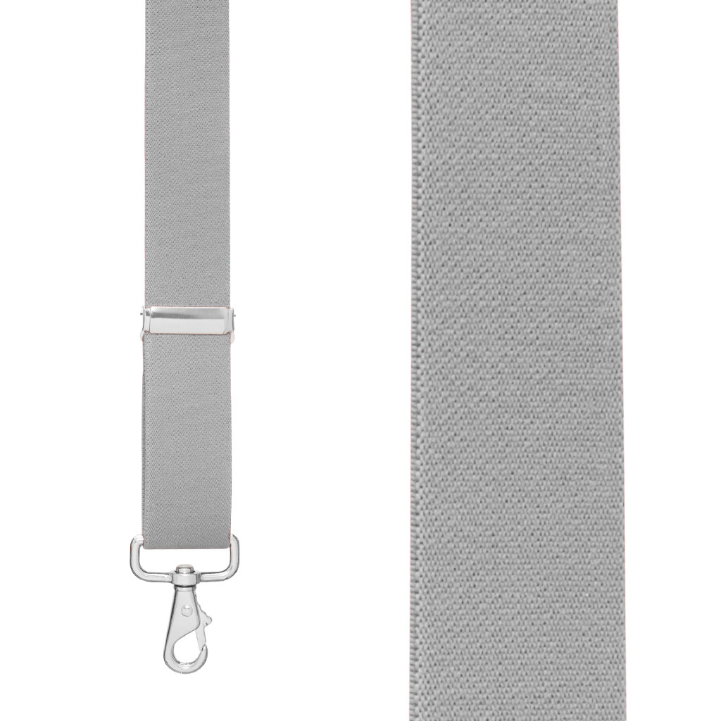 Front View - 1.5 Inch Wide Trigger Snap Suspenders - LIGHT GREY