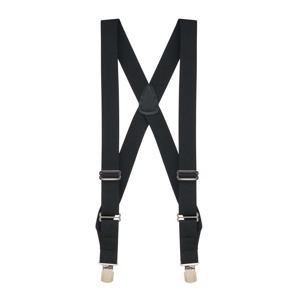 Black Side Clip Suspenders, 1.5-Inch Wide - Pin Clip Full View