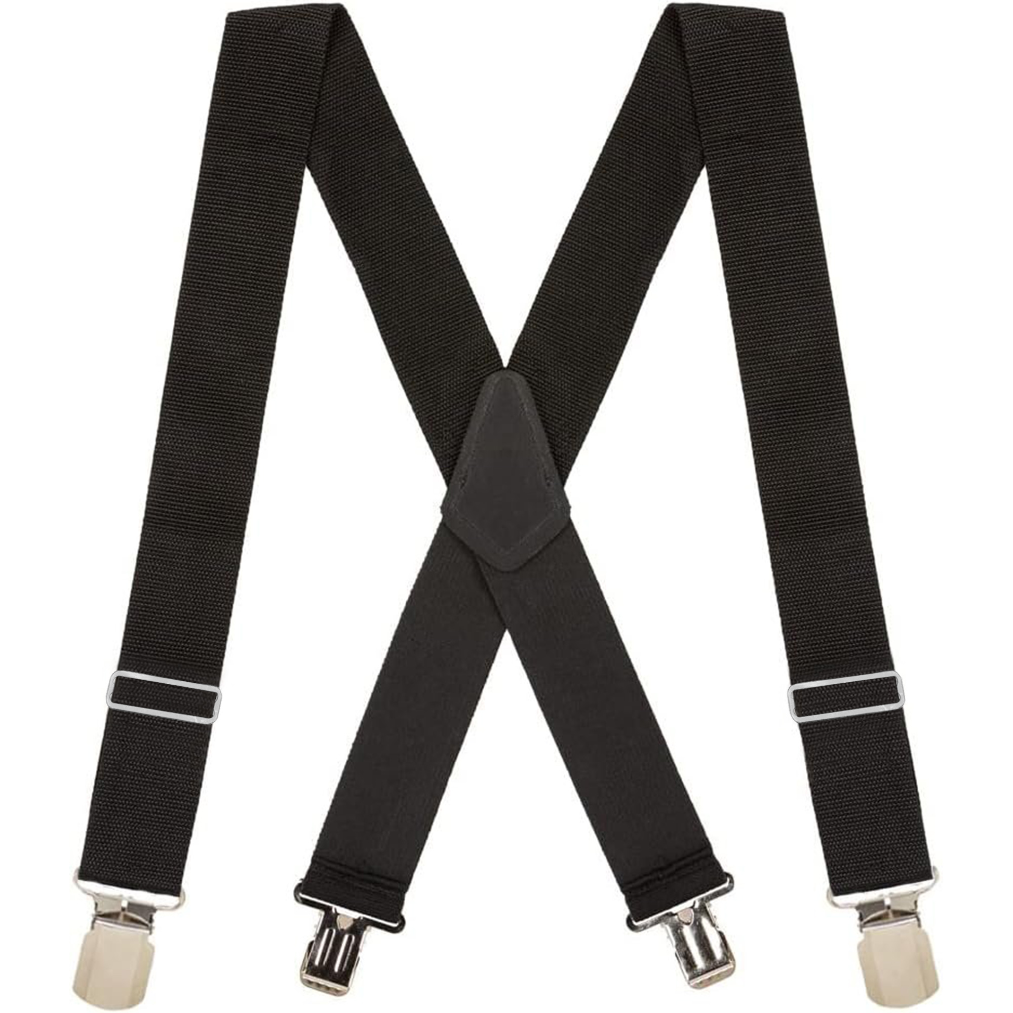 Heavy Duty Non-Stretch Work Suspenders - BLACK Pin Clips