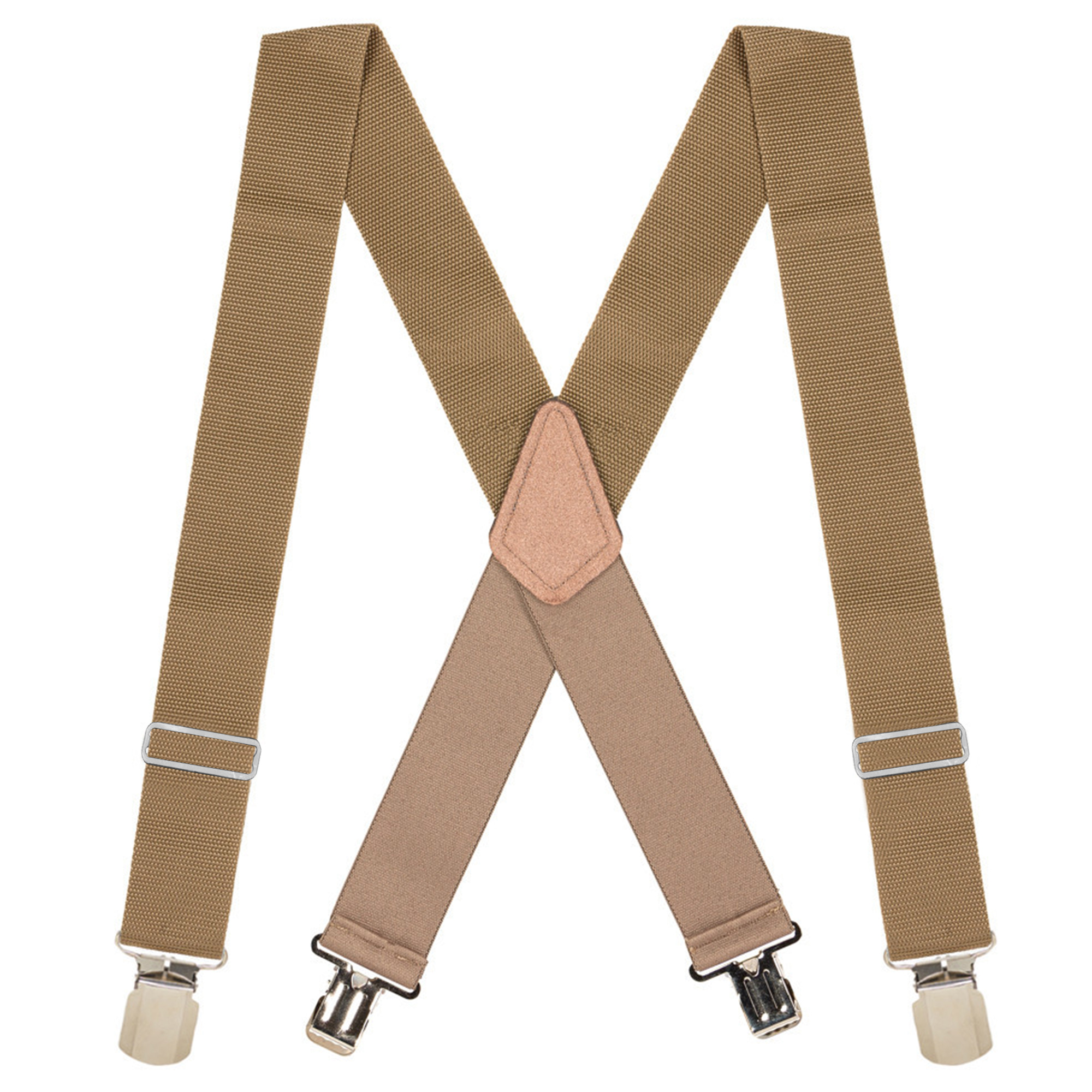 Heavy Duty Non-Stretch Work Suspenders - TAN Pin Clips
