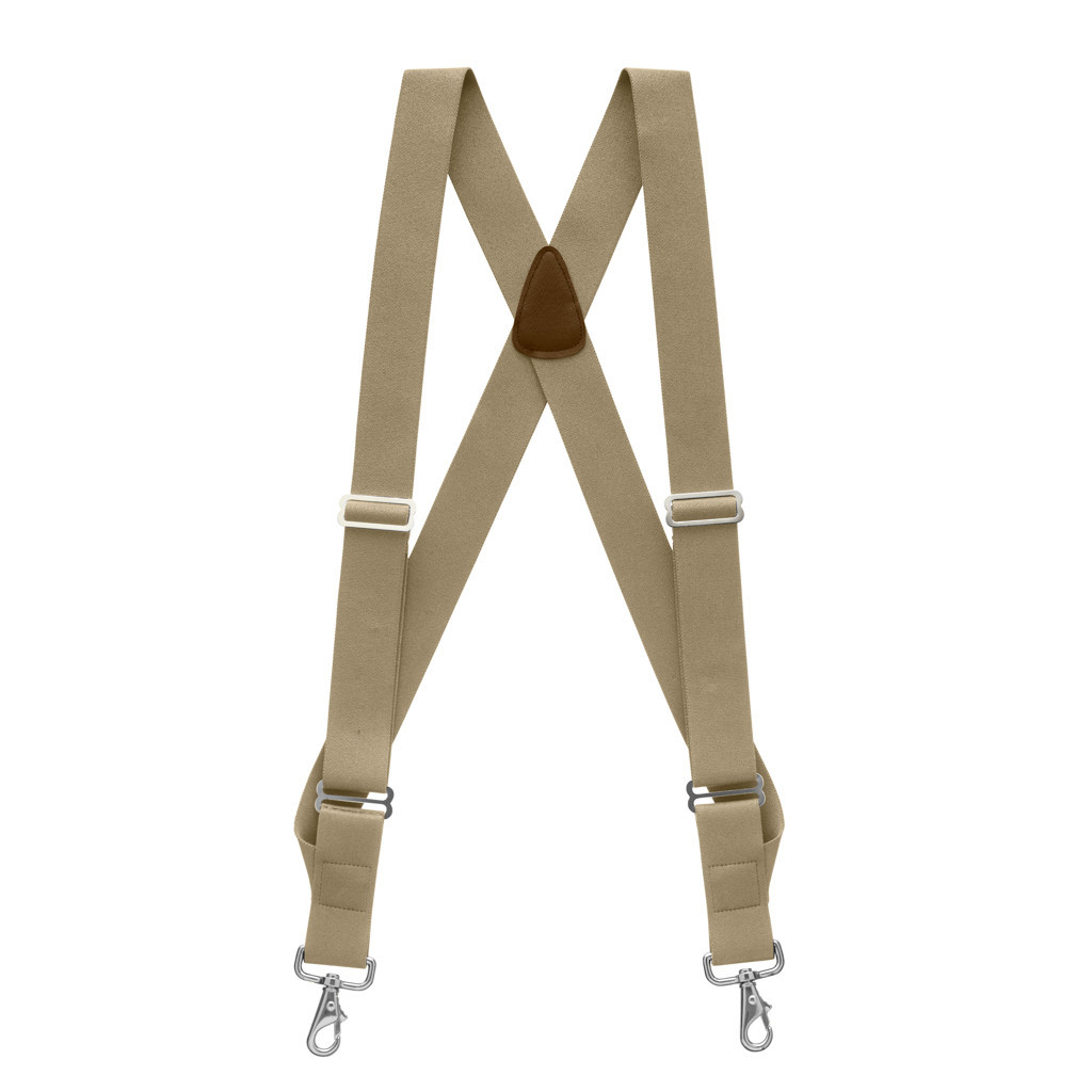 TAN Side Clip Suspenders, 1.5Inch Wide Trigger Snap SuspenderStore