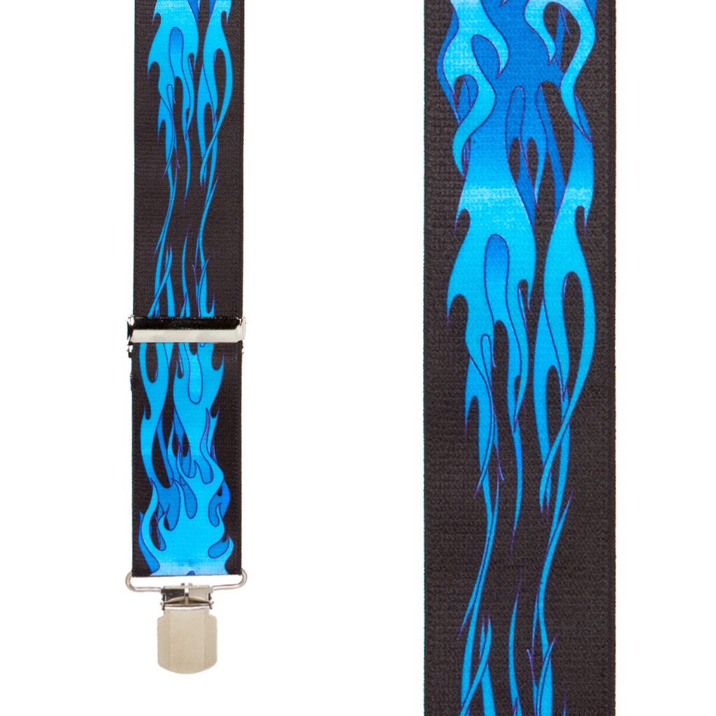 Blue Flames Suspenders - Front View