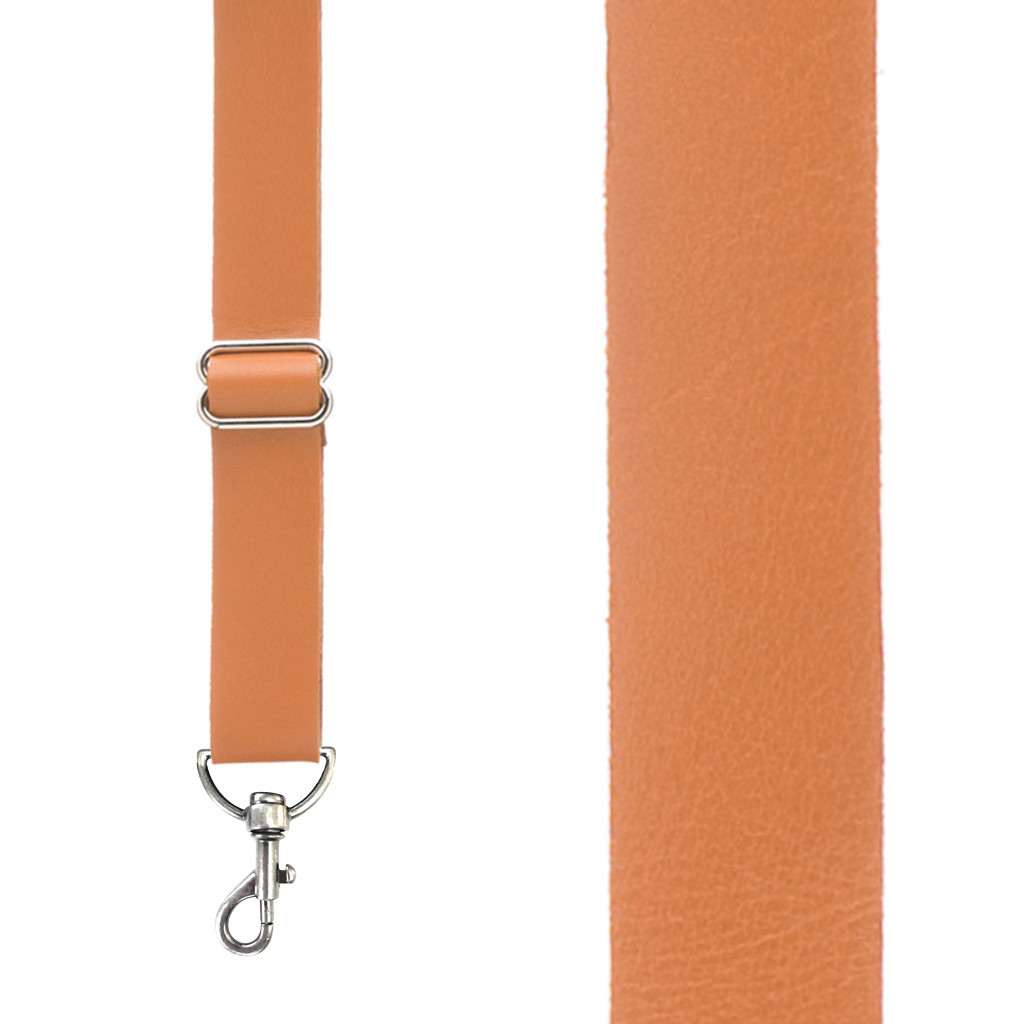 All Leather Trigger Snap Suspenders in Natural - Front View