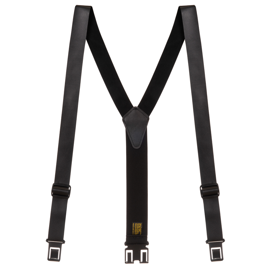 Black Leather Perry Suspenders - Full View