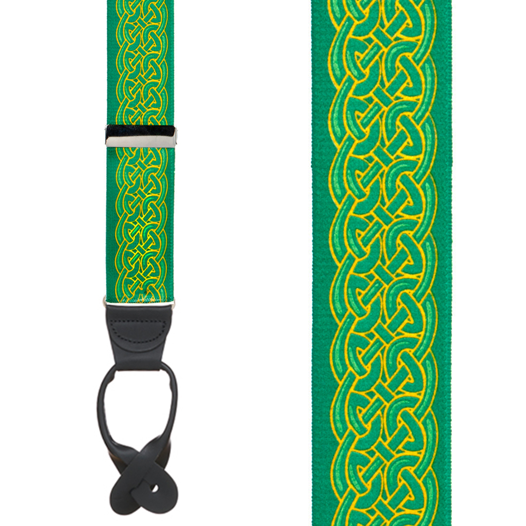 Celtic Scroll Suspenders - Front View