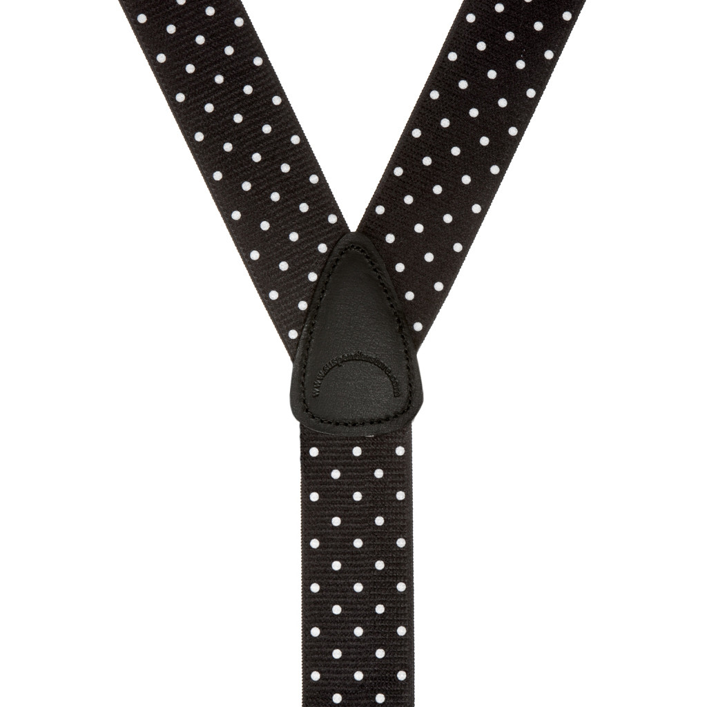 Polka Dot Suspenders in White- Rear View