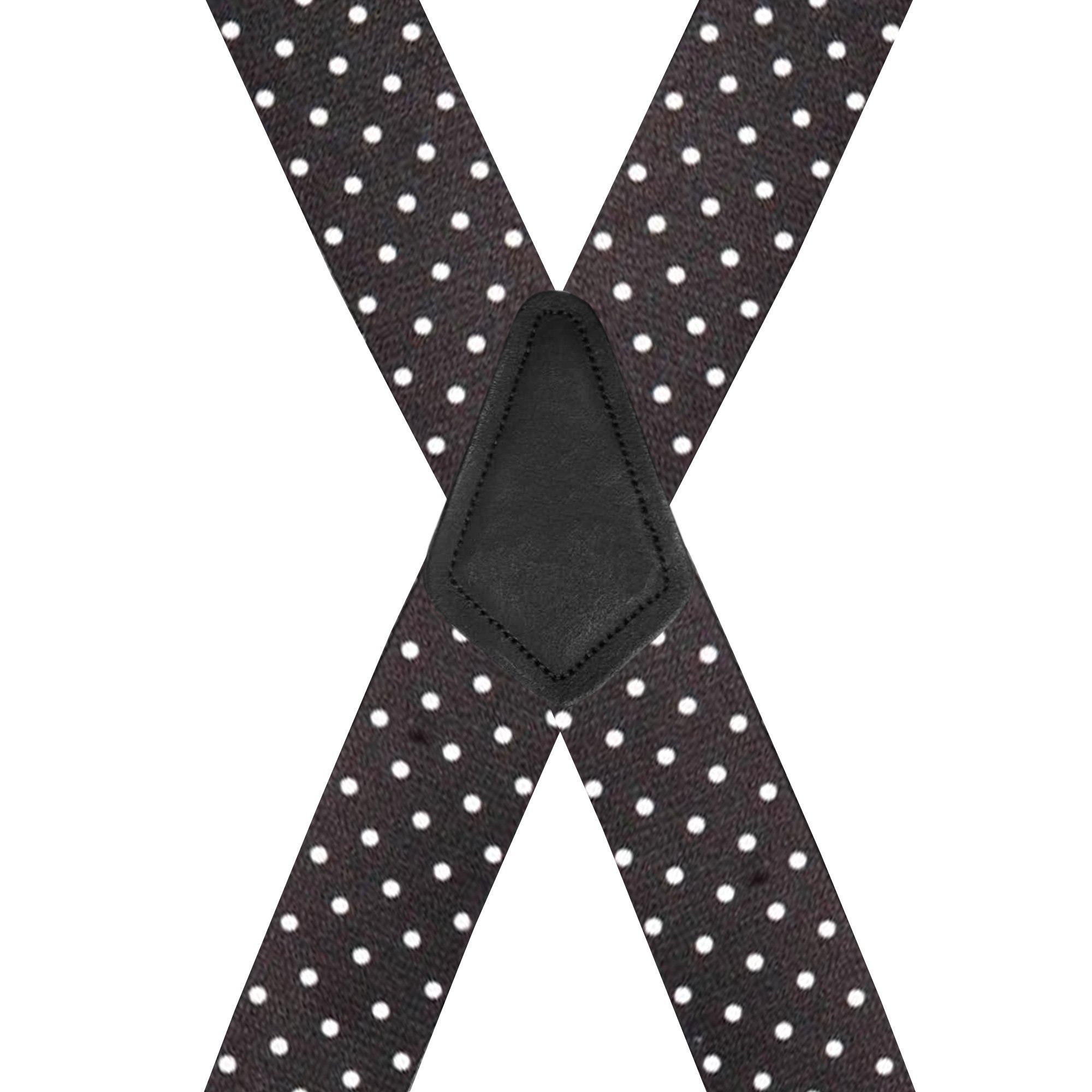 Polka Dot Suspenders - White on Black 1.5 Inch Wide Small Pin Clip
