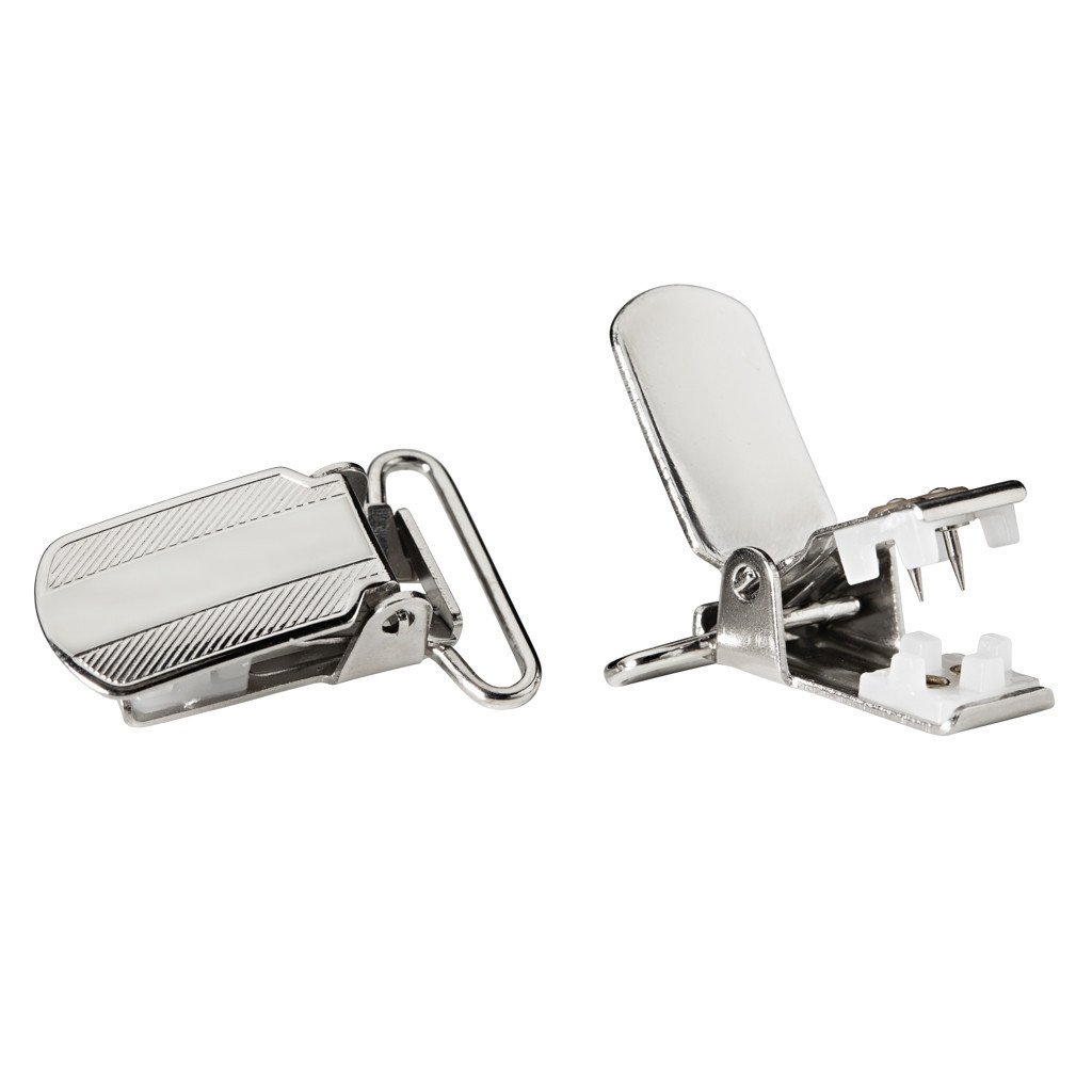 Navy/Red Striped PIN CLIP Suspenders - 1.5 Inch Wide