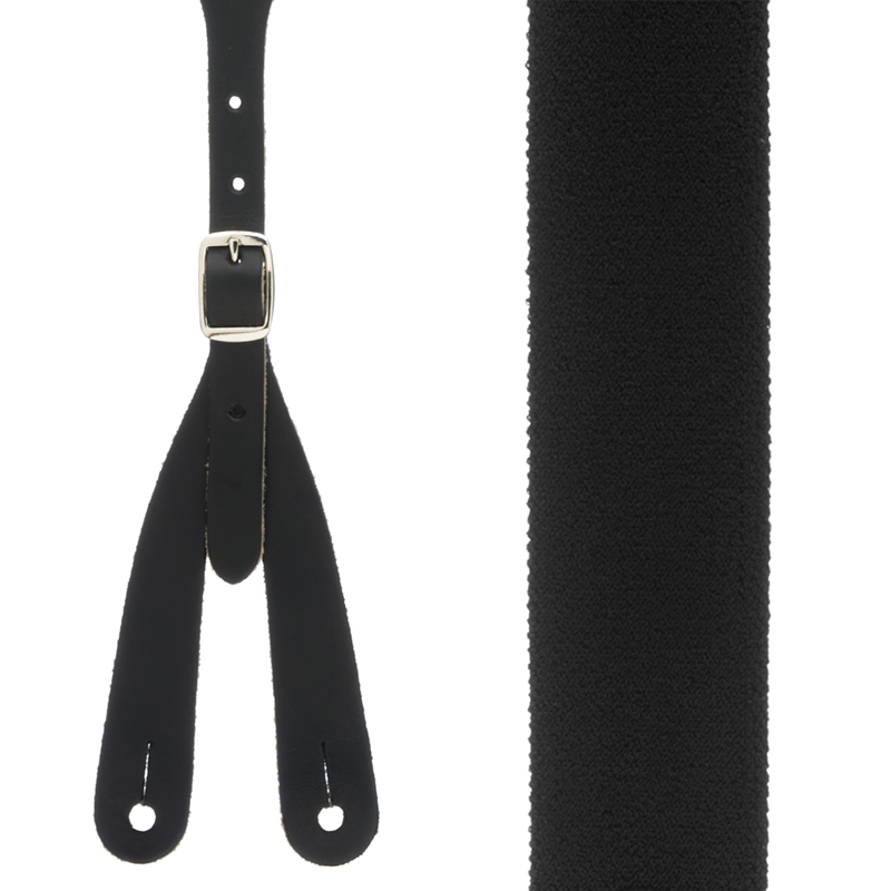 Rugged Comfort Button Suspenders in Black - Front View