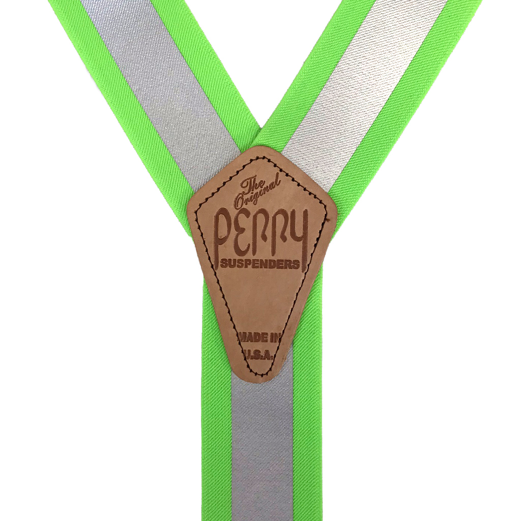 Perry Reflective Safety Suspenders in Lime - Rear View