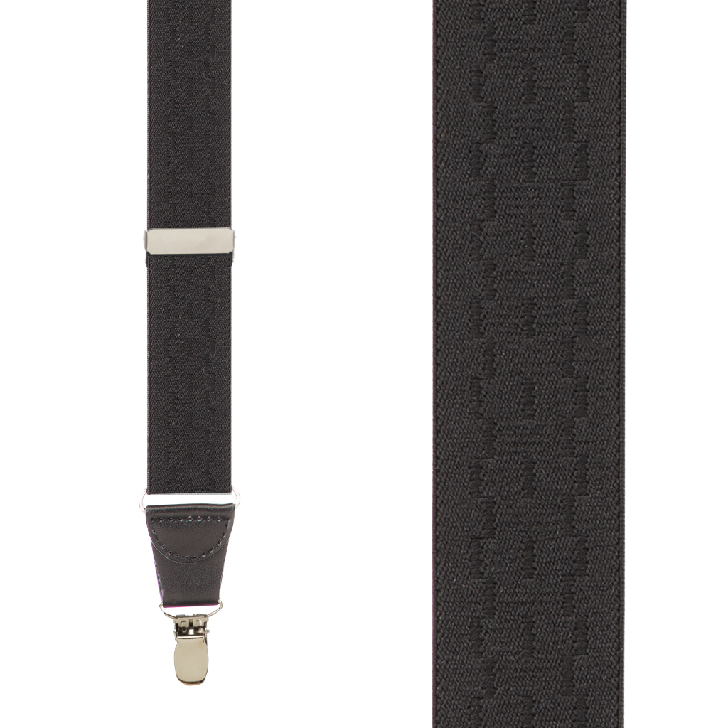 Jacquard New Wave Clip Suspenders in Black - Front View