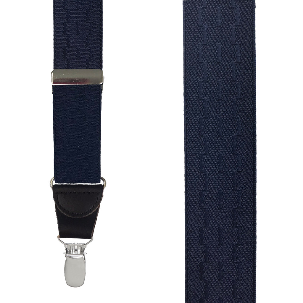 Jacquard New Wave Suspenders in Navy - Front View