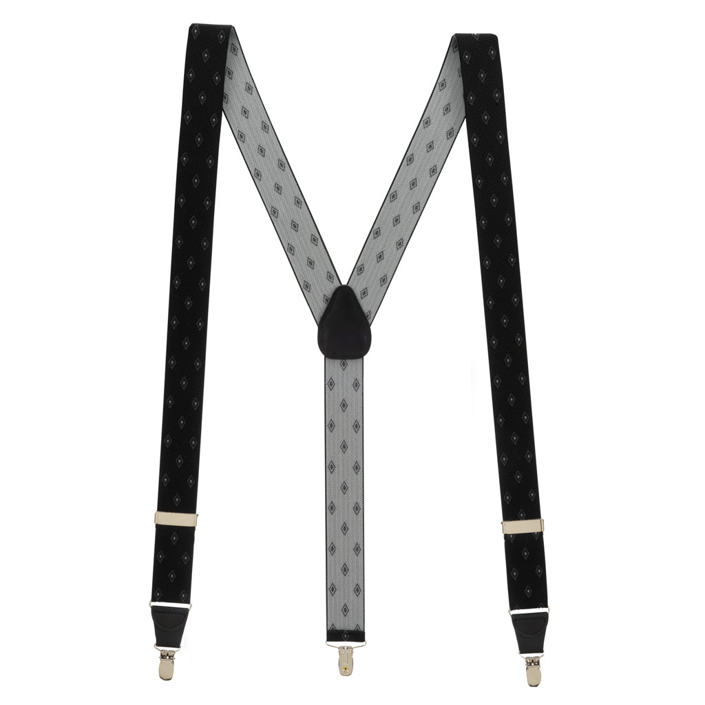 Burgundy Jacquard Woven Diamond Suspenders - Clip - Suspender Store